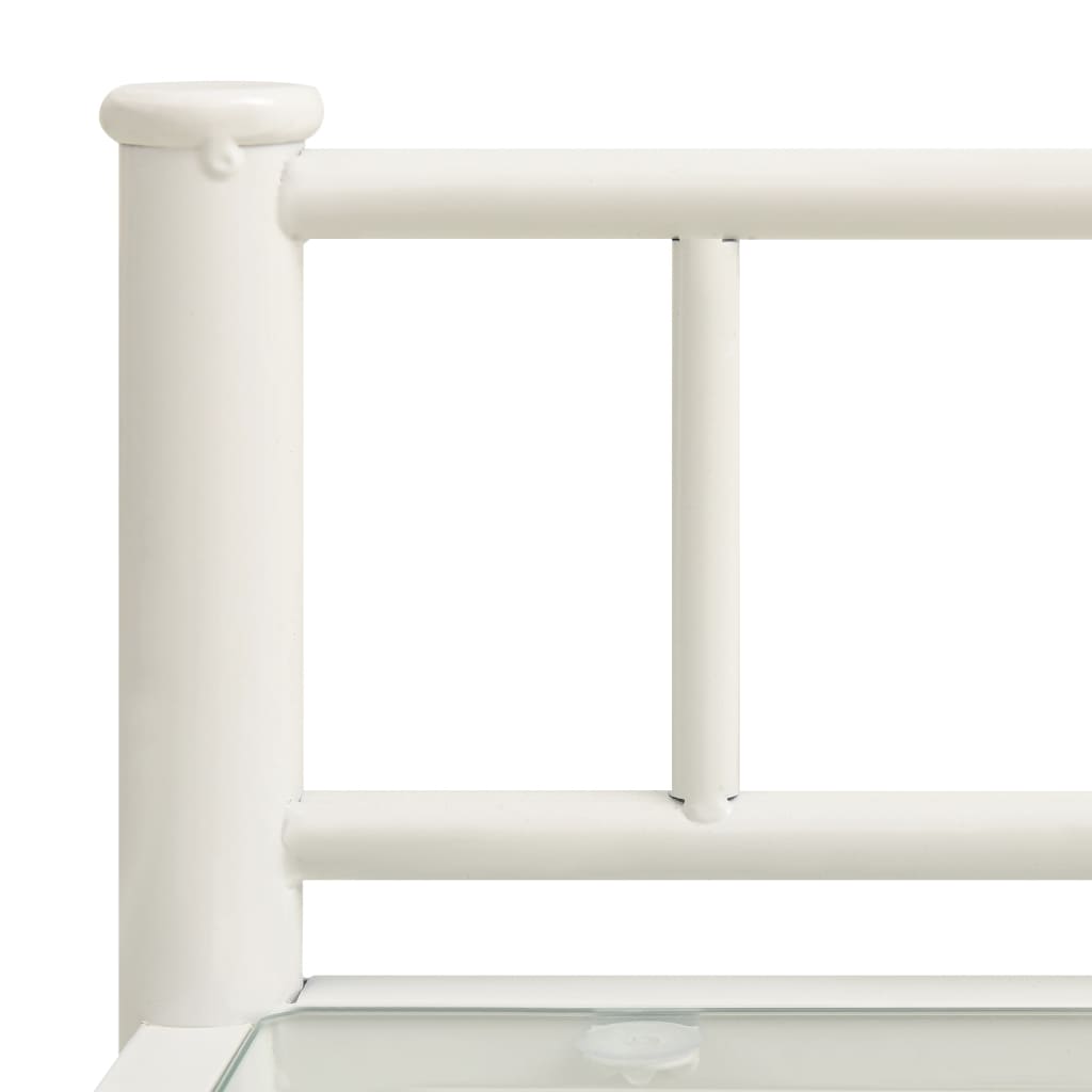 bedside table, 45x34.5x60.5 cm, white metal, transparent glass