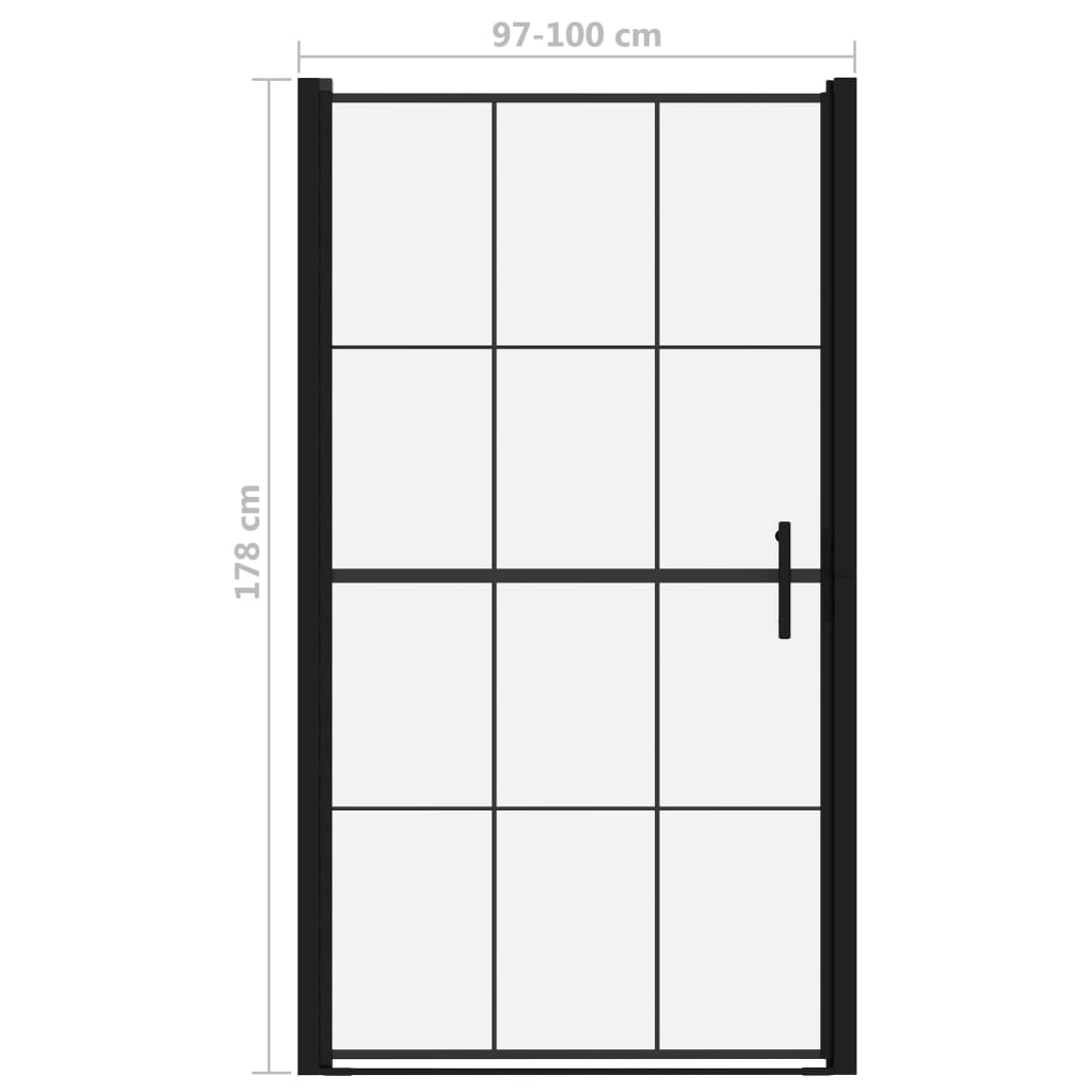 dušas durvis, rūdīts stikls, 100x178 cm, melnas