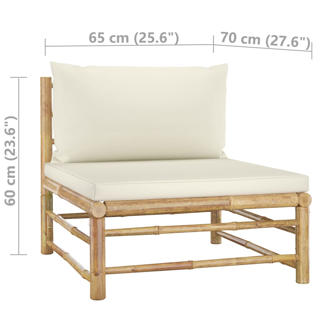 10-piece garden furniture set with mattresses, bamboo