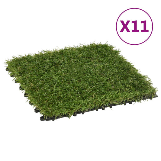 artificial grass tiles, 11 pcs., 30x30 cm, green