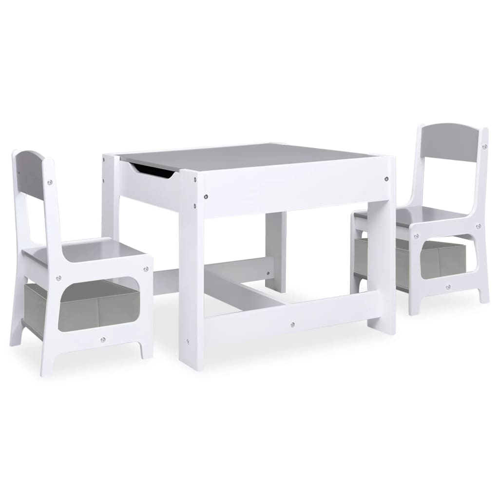 bērnu galds ar 2 krēsliem, balts, MDF plāksne
