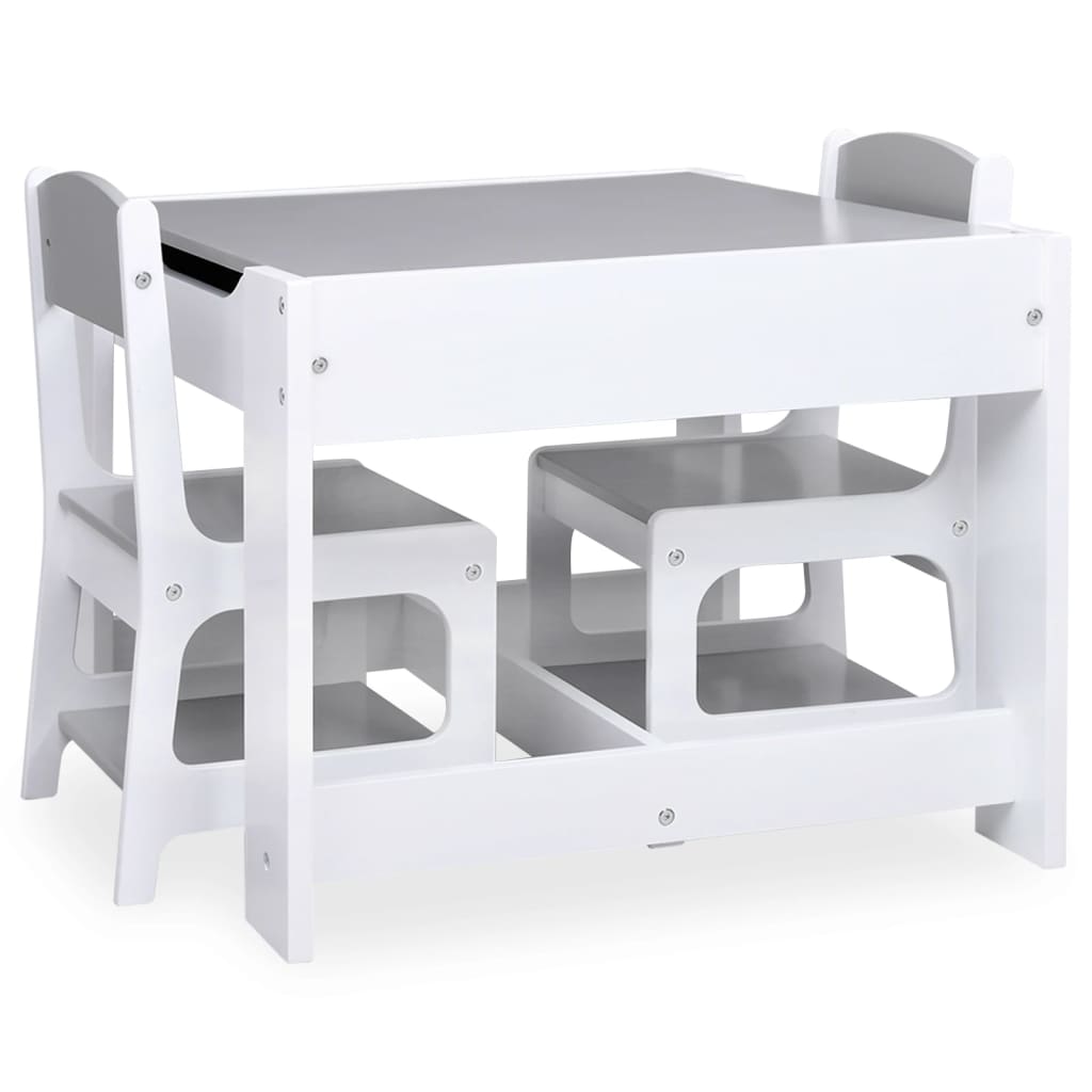 children's table with 2 chairs, white, MDF board