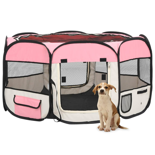 saliekama suņu sētiņa, ar somu, rozā, 125x125x61 cm