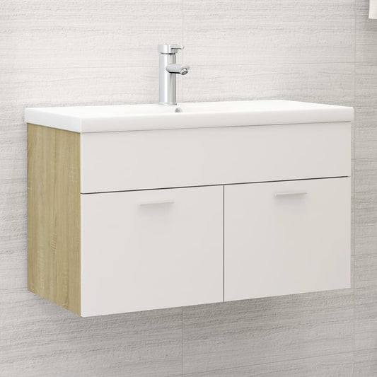 sink cabinet, white and oak color, 80x38.5x46 cm