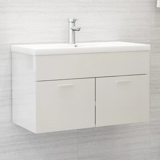 sink cabinet, glossy white, 80x38.5x46 cm, chipboard