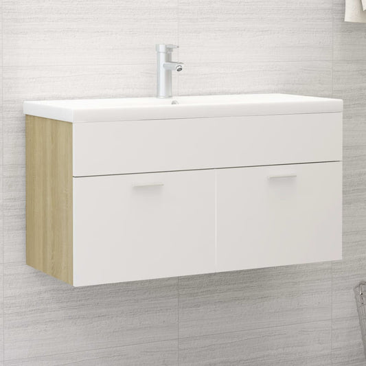 sink cabinet, white and oak color, 90x38.5x46 cm