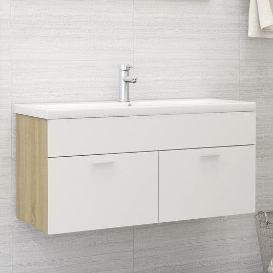 sink cabinet, white and oak color, 100x38.5x46 cm