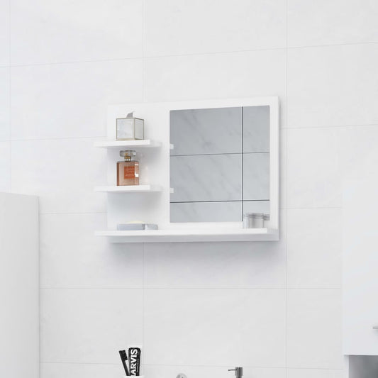vannasistabas spogulis, spīdīgi balts, 60x10,5x45 cm