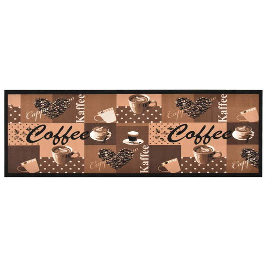 кухонный коврик, моющийся, кофейные надписи, коричневый, 60х180см
