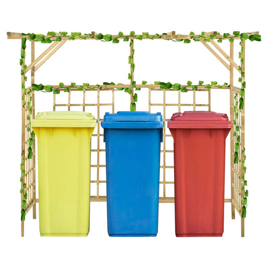 garden pergola for 3 waste bins, impregnated pine wood