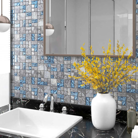 mosaic tiles, 11 pcs., grey-blue, 30x30 cm, glass
