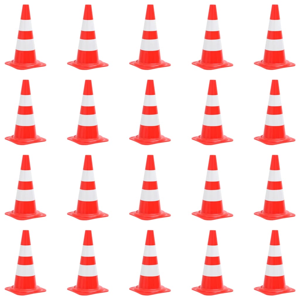 reflective traffic cones, 20 pcs., red and white, 50 cm