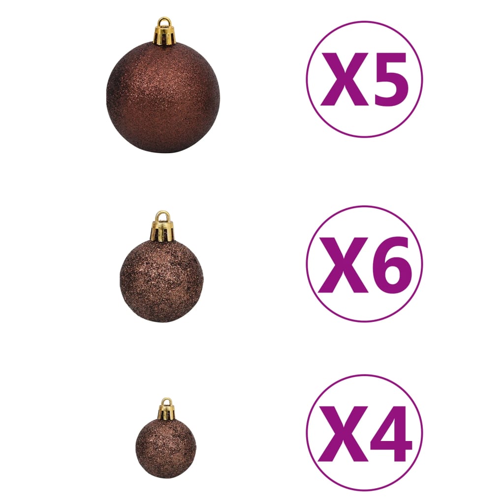 Set of Christmas balls, 61 pcs., 150 LEDs, gold and bronze