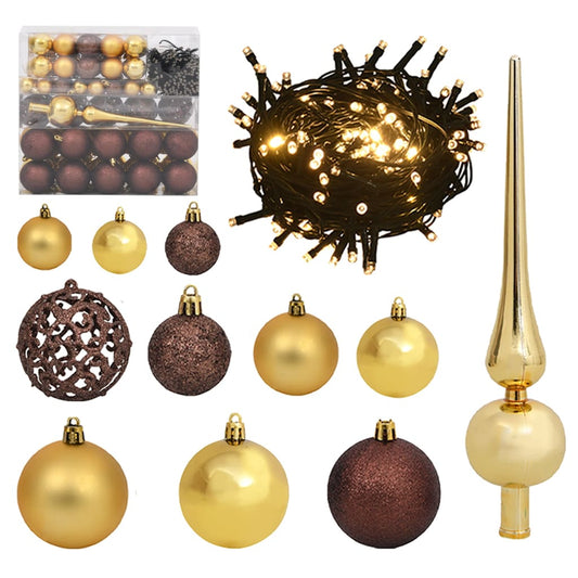 Set of Christmas balls, 120 pcs., 300 LED, gold, bronze