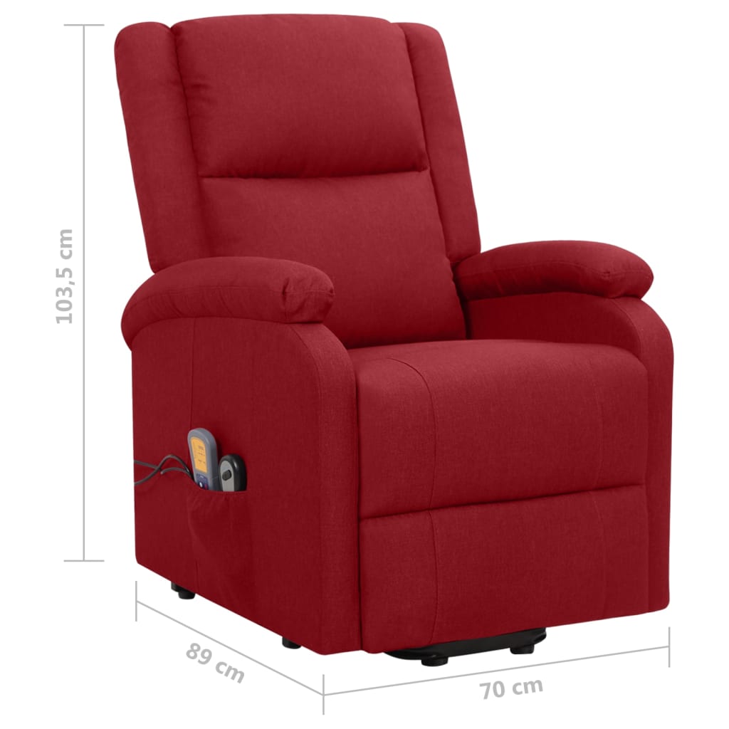 массажное кресло, подъемное, ткань бордового цвета