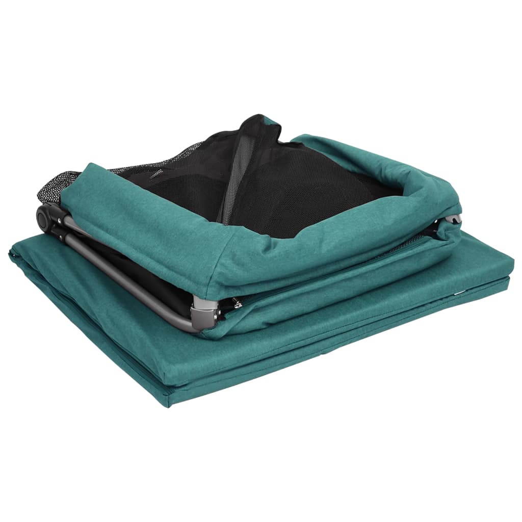 playpen with mattress, green linen fabric