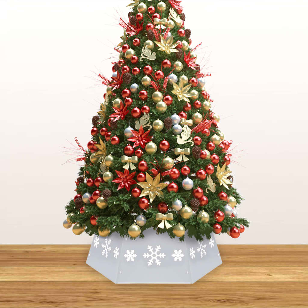 Christmas tree base cover, silver, white, Ø68x25 cm