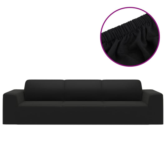 elastīgs dīvāna pārvalks, četrvietīgs, melns poliesters