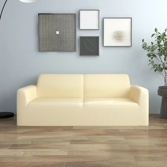 flexible sofa cover, two-seater, cream-colored polyester