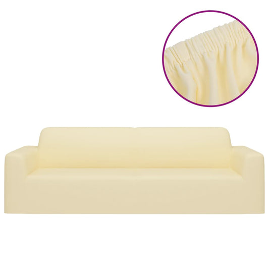 flexible sofa cover, three-seater, cream-colored polyester