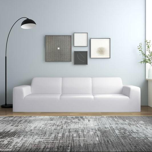 flexible sofa cover, four-seater, white polyester