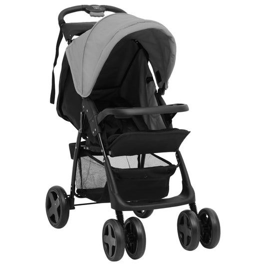 two-in-one stroller, light gray with black, steel