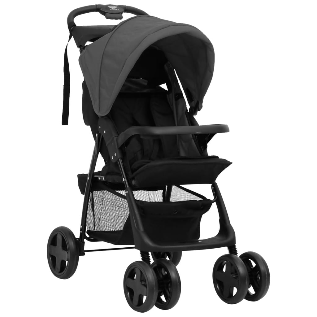 two-in-one stroller, dark gray with black, steel