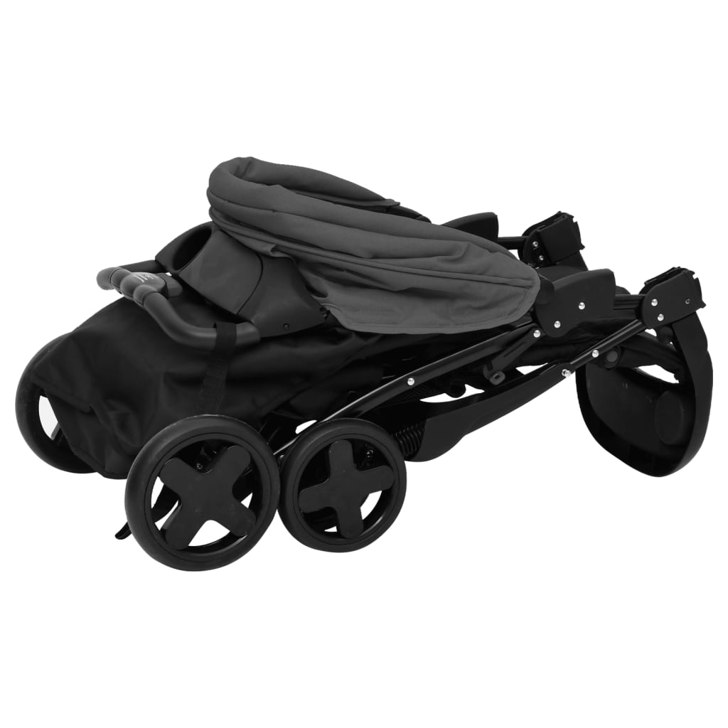 two-in-one stroller, dark gray with black, steel