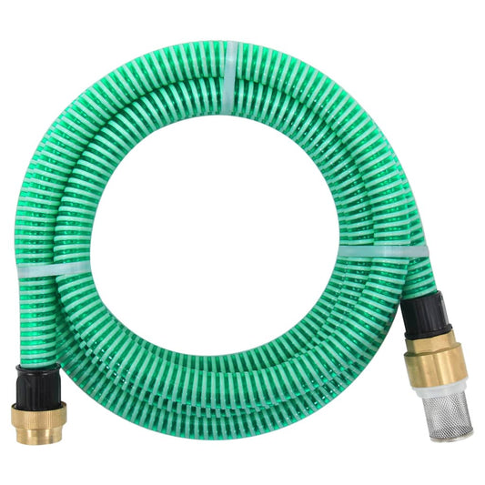 suction hose with brass connectors, green, 3 m, 25 mm