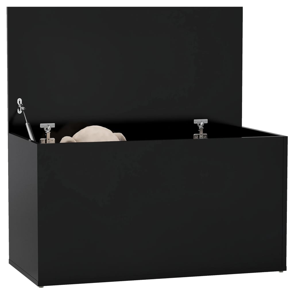 storage chest, black, 84x42x46 cm, engineered wood