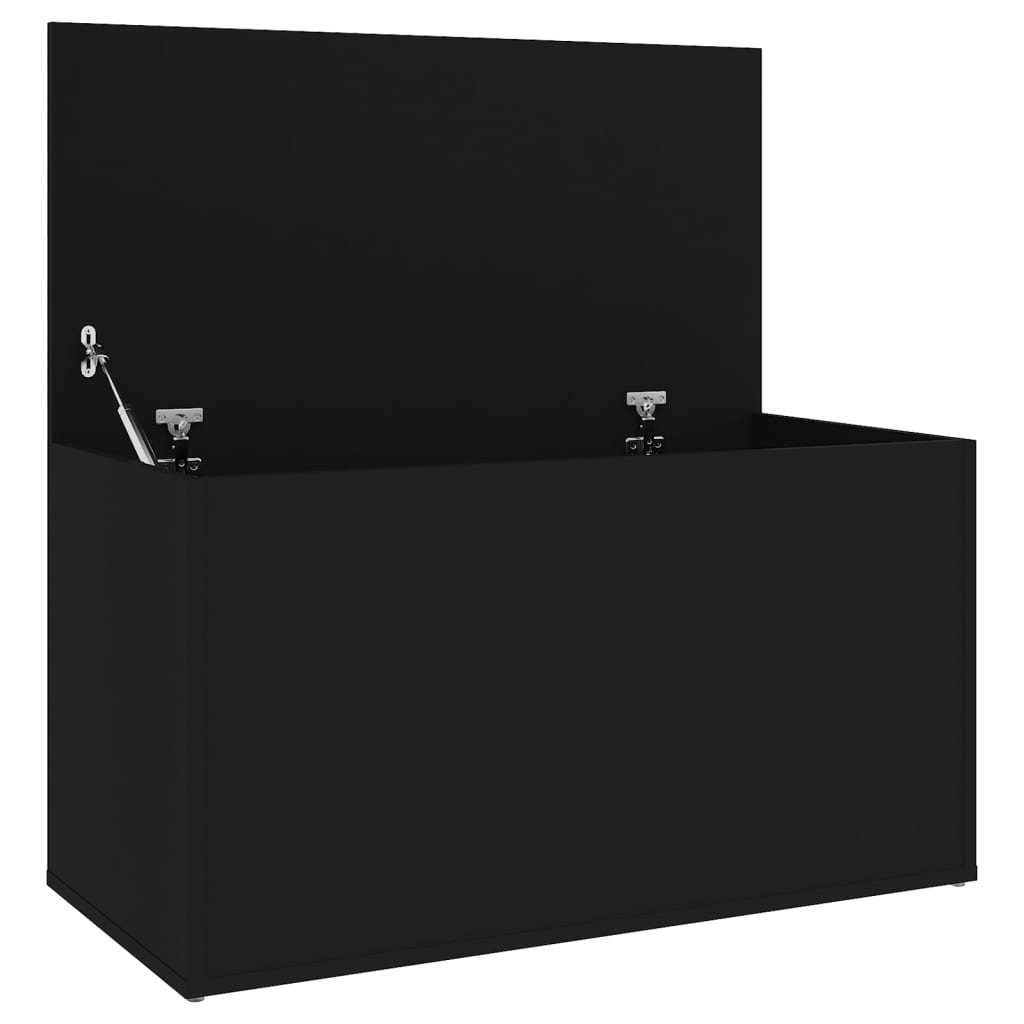 storage chest, black, 84x42x46 cm, engineered wood