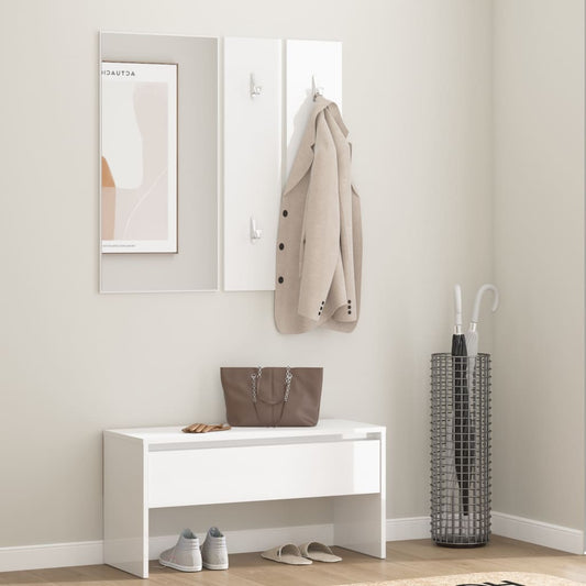 hallway furniture set, glossy white, engineered wood