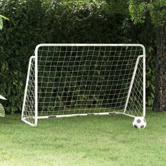 soccer goal with net, white, 180x90x120 cm, steel