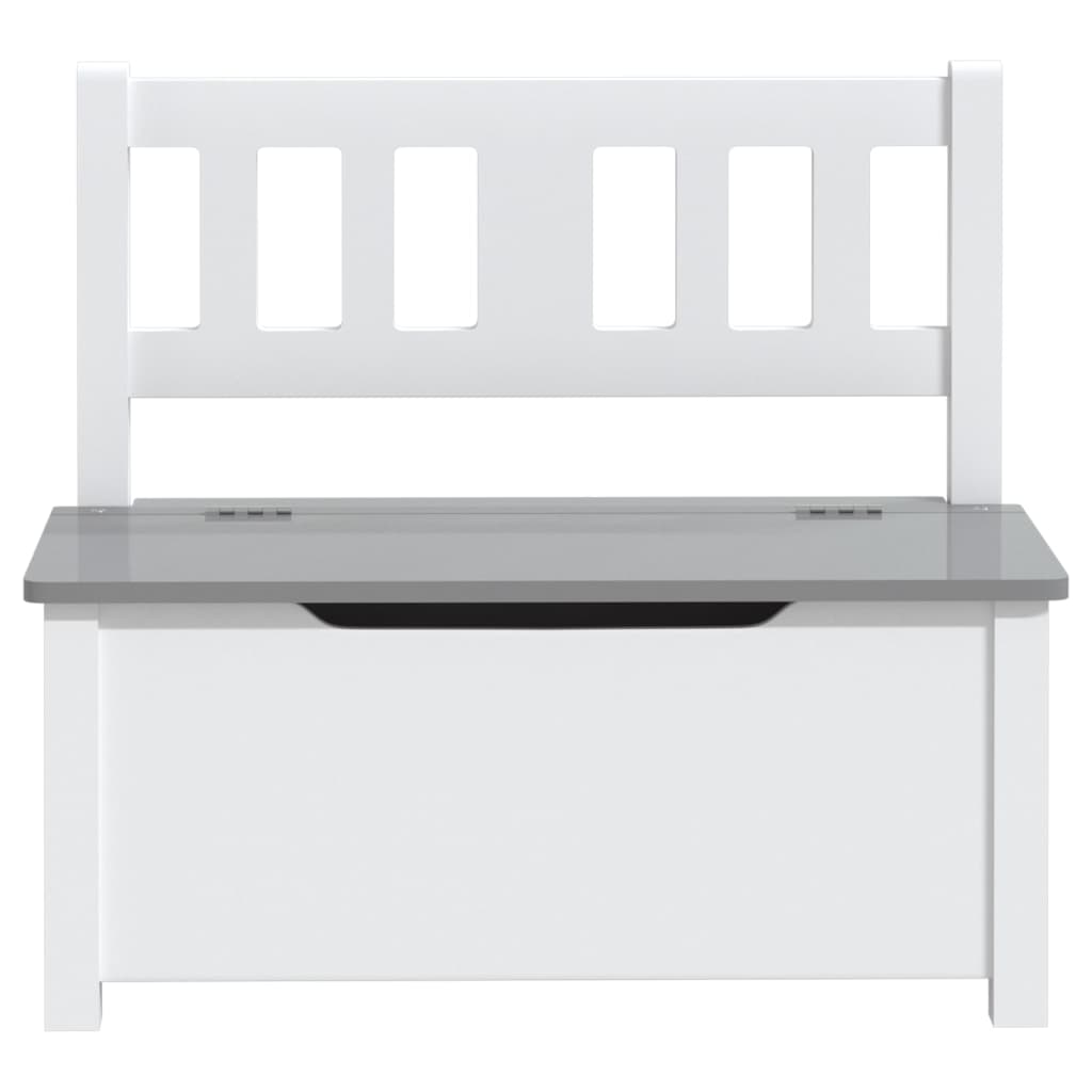 детская скамейка с ящиком, белый с серым, 60x30x55 см, МДФ
