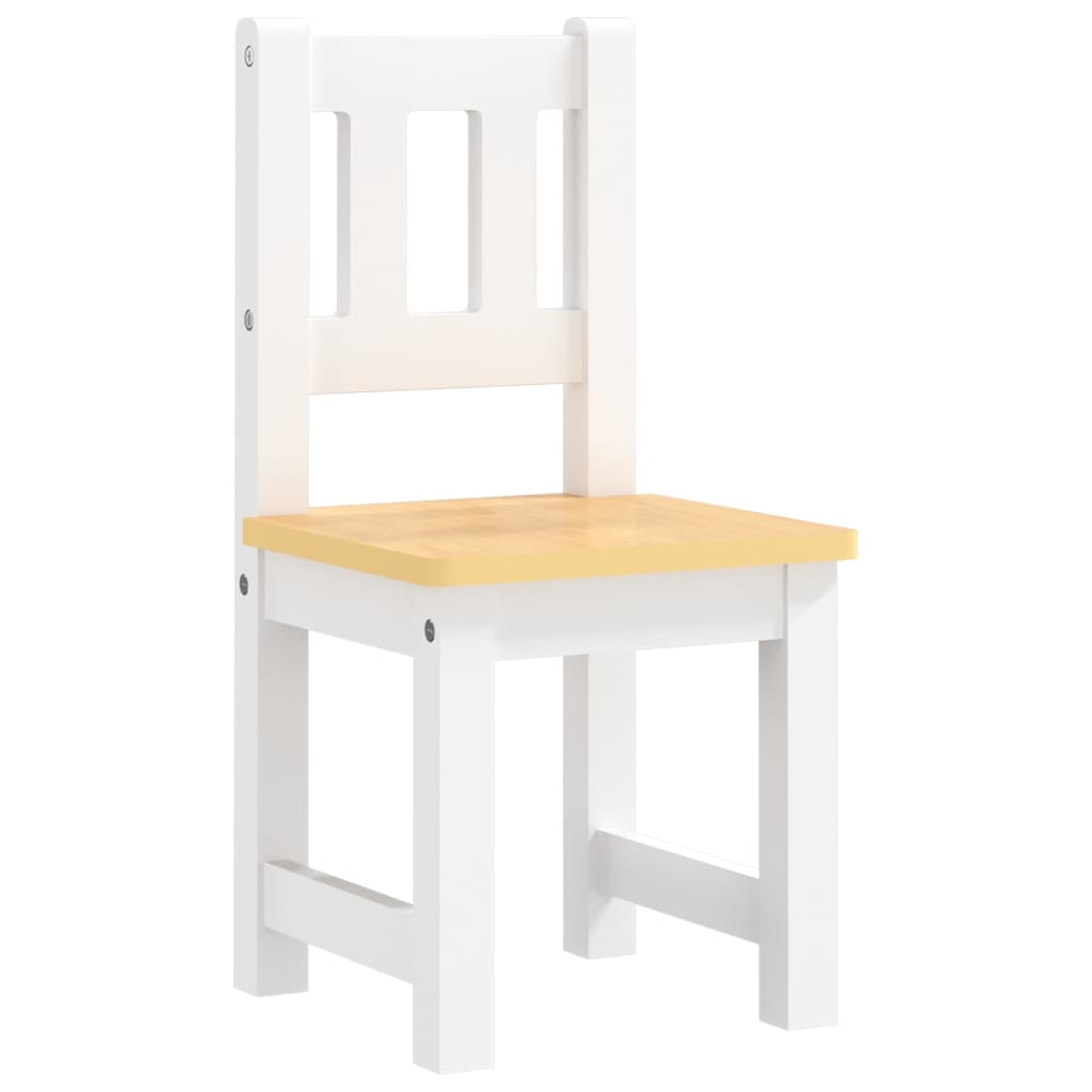 3-daļīgs bērnu galda un krēslu komplekts, balts ar bēšu, MDF