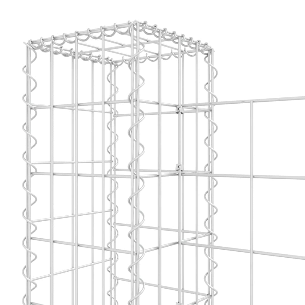 габионная стенка с 5 стойками, U-образная, железо, 500x20x100 см