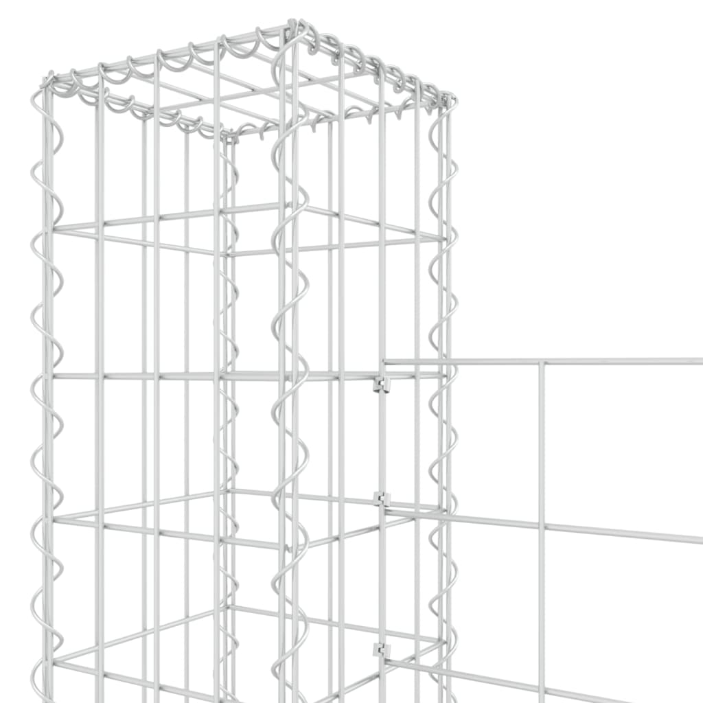 gabion wall with 6 posts, U-shape, iron, 620x20x200 cm
