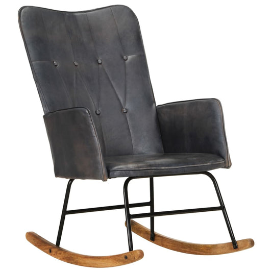 rocking chair, gray, natural leather