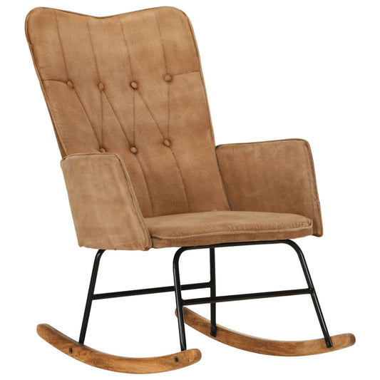 rocking chair, brown vintage fabric