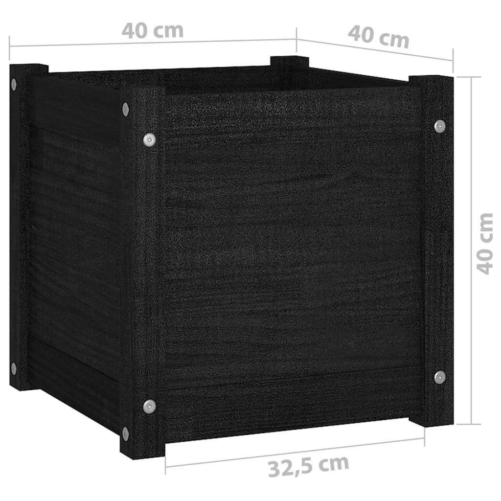 dārza puķu kaste, 40x40x40 cm, melns priedes masīvkoks - amshop.lv