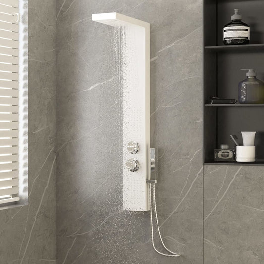 shower system with panel, white, aluminum