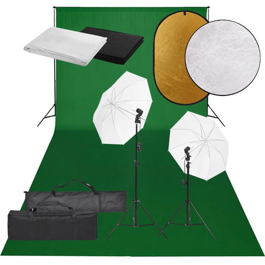 photo studio set - lights, backgrounds, reflectors