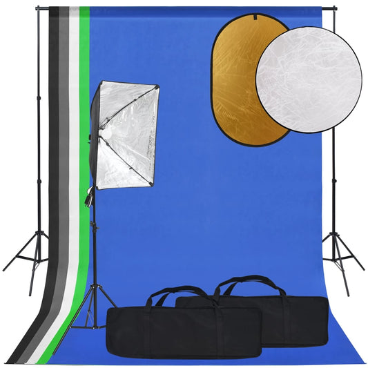 photo studio set - light diffuser, background, reflector