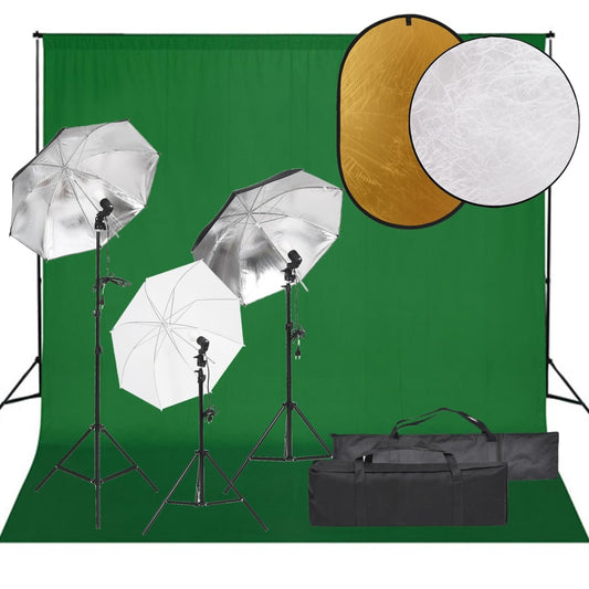 photo studio set - lights, background, reflector
