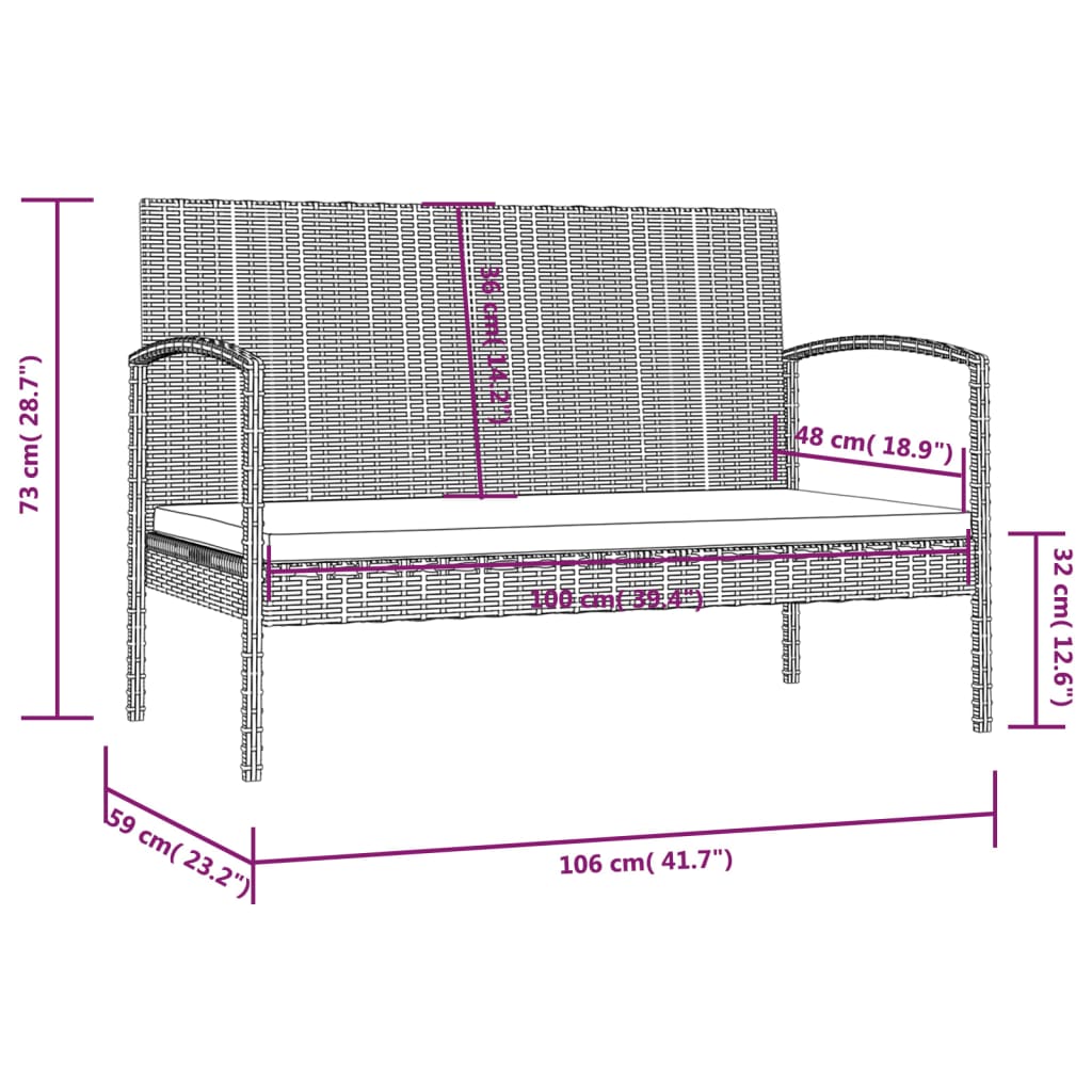 16-piece garden lounge furniture set, black PE rattan