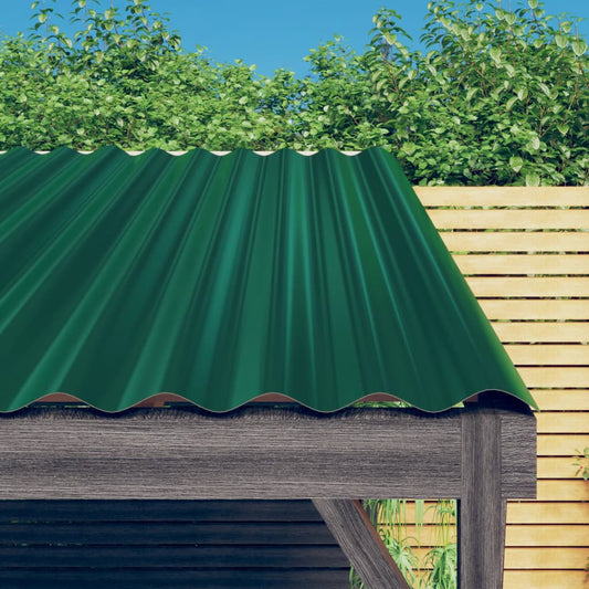 roof panels, 36 pcs., powder-coated steel, green, 60x36 cm