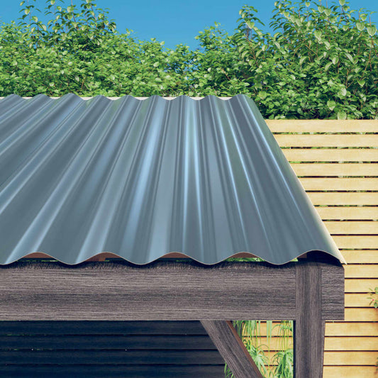 roof panels, 12 pcs., powder-coated steel, gray, 80x36 cm