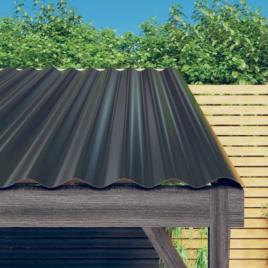 roof panels, 36 pcs., powder-coated steel, gray, 80x36 cm