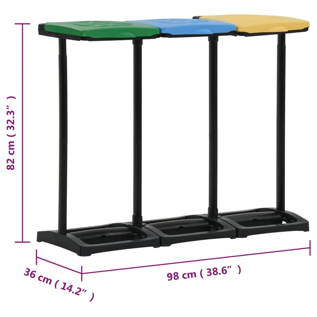 garbage bag stand with lids, 240-330 l, multi-colored PP