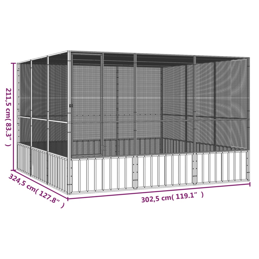 bird cage, anthracite gray, 302.5x324.5x211.5 cm, steel